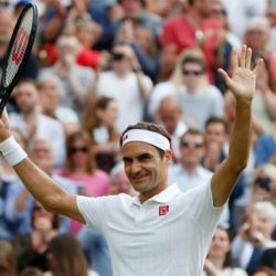 Roger Federer xuất hiện trên sân tập tennis ở New York