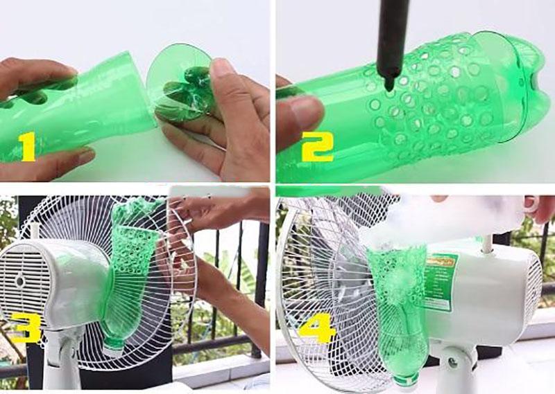 cách làm mát bằng quạt và chai nhựa